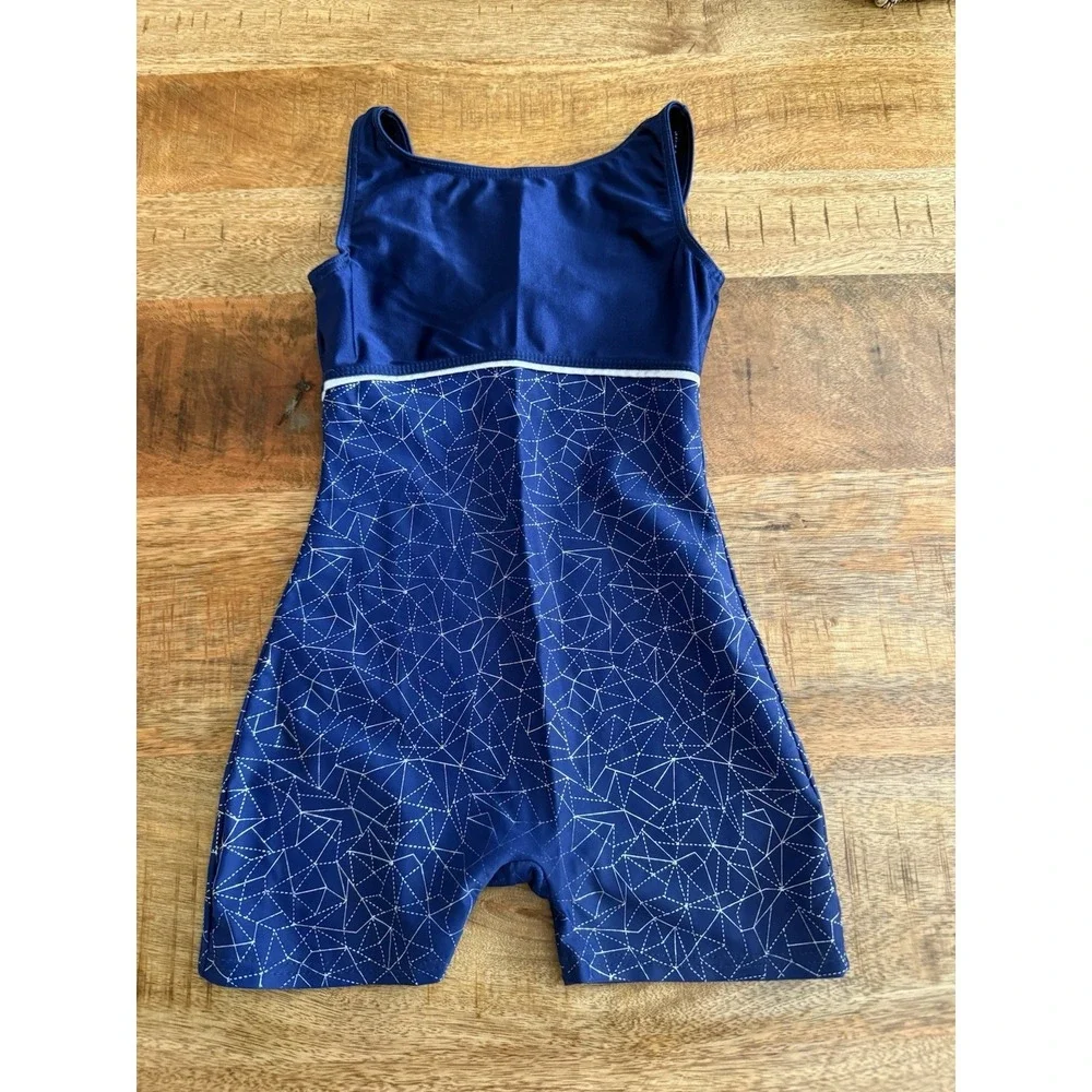 Mondor Gymnastics Unitard Girls 6-7 Geometric Sleeveless Dance Leotard Shorts
